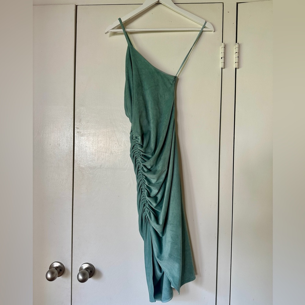 Ronny Kobo One-Shoulder Ruched Dress